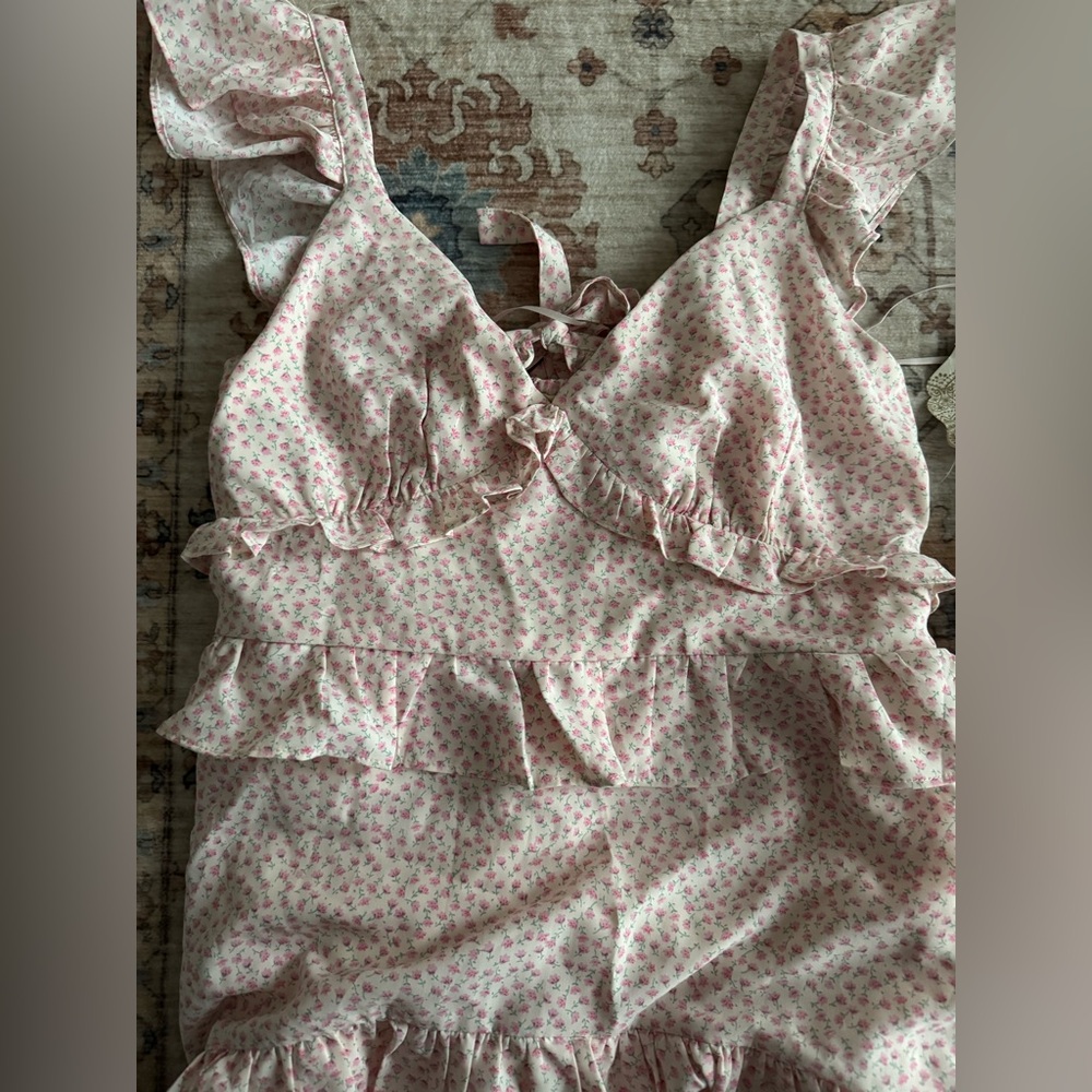 NWT Altar’d State Willa Floral Dress Ivory Pink Medium - Picture 6 of 7
